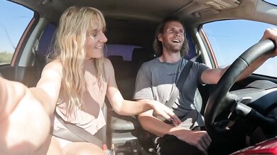 Petite Blonde Deepthroats My Cock In The Car Gushing Cum Swallow