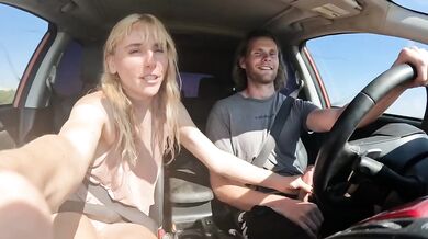 Petite Blonde Deepthroats My Cock In The Car Gushing Cum Swallow