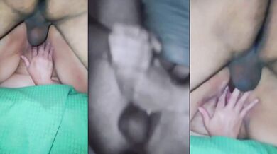 Cuckold’s wife gets BBC fucked and creampied while hubby jerks off watching