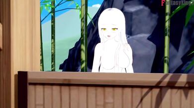 Two hentai girls invite you to fuck in the lake full POV threesome big tits ass
