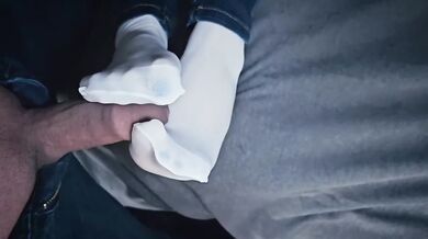 Amazing Footjob On School Socks Filled To The Rim With Thick Cream