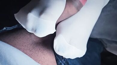 Amazing Footjob On School Socks Filled To The Rim With Thick Cream