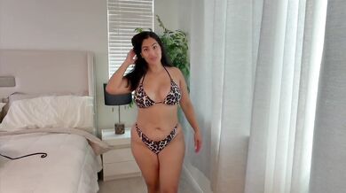 Curvy goddess tease in wet swimsuit eyes burn raw POV
