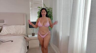 Curvy goddess tease in wet swimsuit eyes burn raw POV