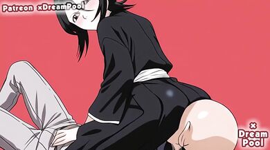 Big Tits Kuchiki Ruki gets deep throat destroyed in bleach hentai blowjob
