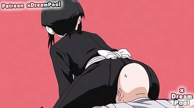 Big Tits Kuchiki Ruki gets deep throat destroyed in bleach hentai blowjob
