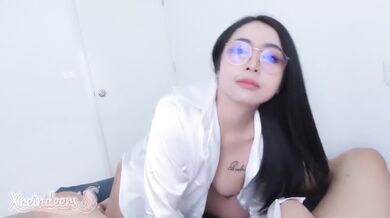 Shy glasses virgin turns slutty whore in rough doggystyle