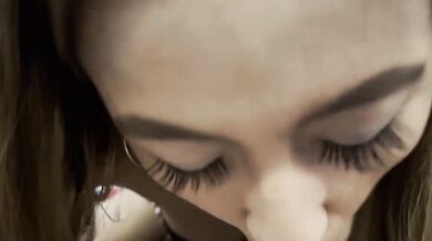 Pov deepthroat Asian stepsister makes the best at-home blowjob