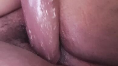 Horny Ebony BBW Pounding Her Creamy Pussy Till Cum Drips