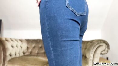 Brunette Big tits big ass in thong jeans mini skirt solo tease