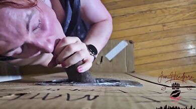 POV Big dick gloryhole sloppy blowjob milf unleashes face bust on redhead