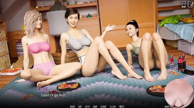 Spinning the bottle with her big ass sluts and horny teens in a porno game