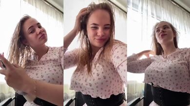 Will you help me undress this stacked blonde while she jerks off her natural tits raw