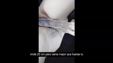 Gothic e-girl gets ruined riding her dildo climaxing subtitled