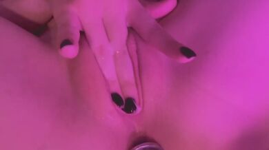 Tiny pink pussy creampied by 18 college girl with anal plug