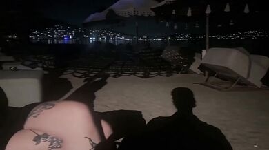 Goth cutie in Converse gets her teen pussy licked raw on the beach