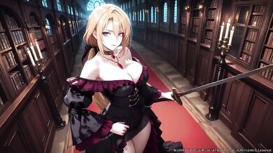 Gothic Witch’s Black Gown Slut Teased by Candlelight Fan Kneeling
