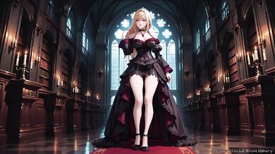 Gothic Witch’s Black Gown Slut Teased by Candlelight Fan Kneeling