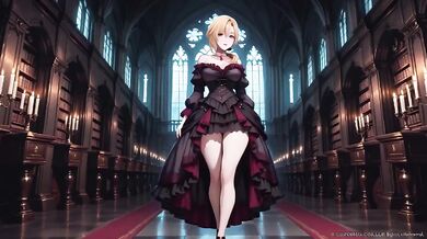 Gothic Witch’s Black Gown Slut Teased by Candlelight Fan Kneeling