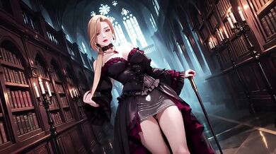 Gothic Witch’s Black Gown Slut Teased by Candlelight Fan Kneeling