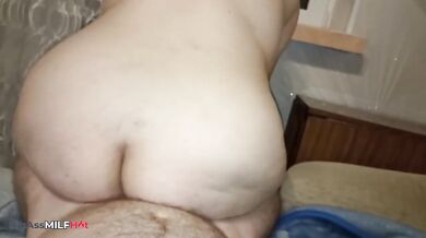 StepMom rides 19yo Stepson's cock until thick cum drips on her clit