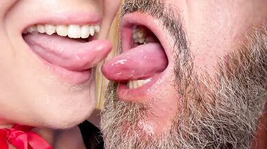 Tongle Close Up Tongue Kissing Deep Saliva Slurping