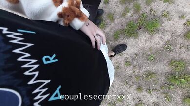 German couple destroyed with glitter leggings sloppy bj on stone table