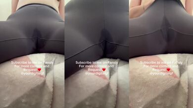 Hand free multiple orgasm in yoga pants after hours of wet horny rubbing