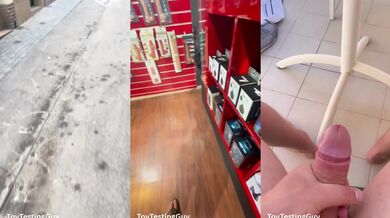 Amateur Milf flashes big cock in Sitges sex shop vacation