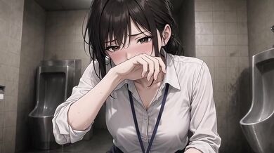Office babe wets panties in men’s toilet drooling hentai