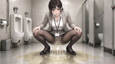 Office babe wets panties in men’s toilet drooling hentai