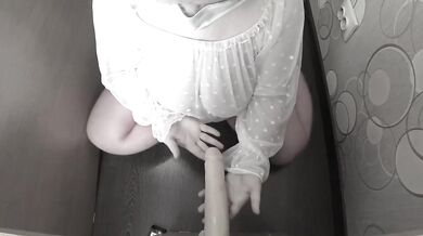 Milf with hairy pussy and big tits destroyed by dildo for female orgasm