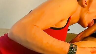 Redhead Deep Throat Destroyed By Huge Cock Balls Deep Cum Swallow