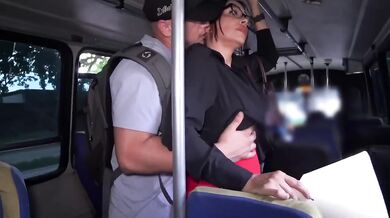 Risky Bus Ride Student Seduces Curvy MILF Teacher Public Raw Sex