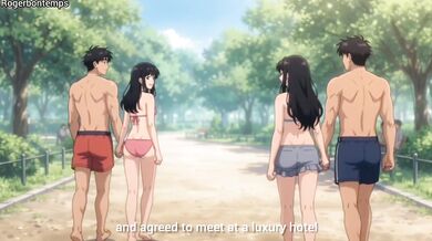 Swingers Foursome Destroyed at Public Beach Hotel Hentai