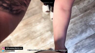 Young Russian Stepmom In Black Dress Destroyed Gushing Sperm Choked
