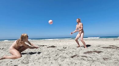 Nude Beach Vlog Destroyed By Naked Volleyball Fit Blonde Amateur Couple Public Nudism