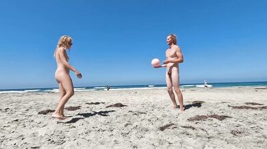 Nude Beach Vlog Destroyed By Naked Volleyball Fit Blonde Amateur Couple Public Nudism