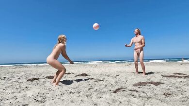 Nude Beach Vlog Destroyed By Naked Volleyball Fit Blonde Amateur Couple Public Nudism