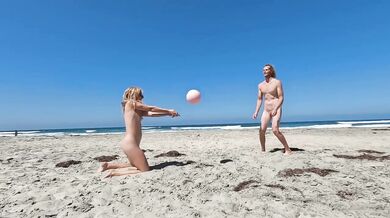Nude Beach Vlog Destroyed By Naked Volleyball Fit Blonde Amateur Couple Public Nudism