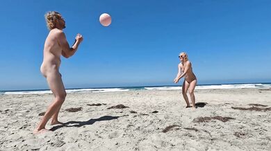 Nude Beach Vlog Destroyed By Naked Volleyball Fit Blonde Amateur Couple Public Nudism