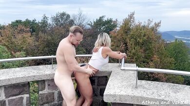 Peak Interrupted Amateur Blonde MILF Big Tits Big Dick Outdoor Creampie Caught Real Couple Homemade
