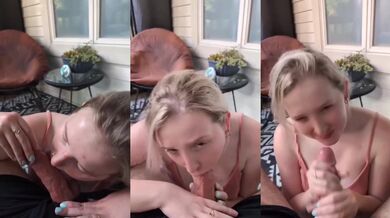 Horny Blonde Sucks Dick Outside For Midday Treat Amateur Sloppy Blowjob Deepthroat