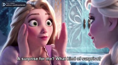 Elsa Destroyed Rapunzel Eyes Closed Dildo Sliding Lesbian Fingering Cartoon Animated