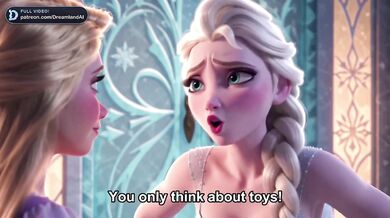 Elsa Destroyed Rapunzel Eyes Closed Dildo Sliding Lesbian Fingering Cartoon Animated