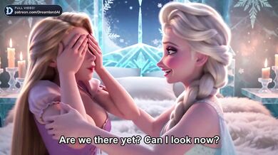 Elsa Destroyed Rapunzel Eyes Closed Dildo Sliding Lesbian Fingering Cartoon Animated