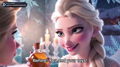 Elsa Destroyed Rapunzel Eyes Closed Dildo Sliding Lesbian Fingering Cartoon Animated
