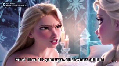 Elsa Destroyed Rapunzel Eyes Closed Dildo Sliding Lesbian Fingering Cartoon Animated