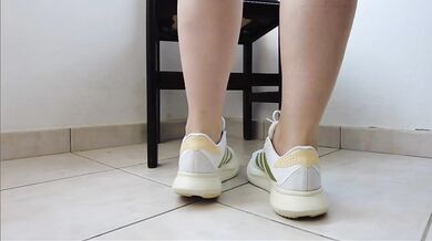 White Sneakers And Ankle Socks Destroyed Gushing Choked