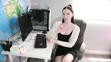 Submissive Brunette Secretary POV Blowjob Dildo Destroyed Gushing